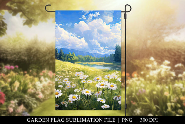 Daisy Garden Flag Sublimation Design PNG Sublimation BijouBay 