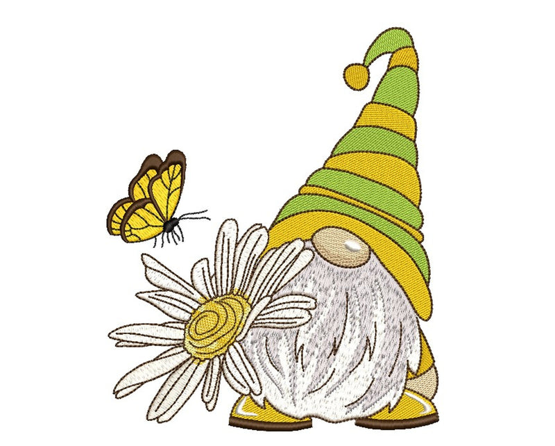 Daisy Gnome Embroidery Design, 4 sizes Embroidery/Applique DESIGNS Nino Nadaraia 