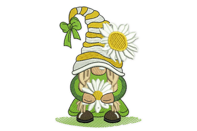Daisy Gnome Embroidery Design, Spring Embroidery Design, Smile Daisy Floral Flower Positivity Gardener Florist Embroidery Embroidery/Applique DESIGNS NextEmbroidery 