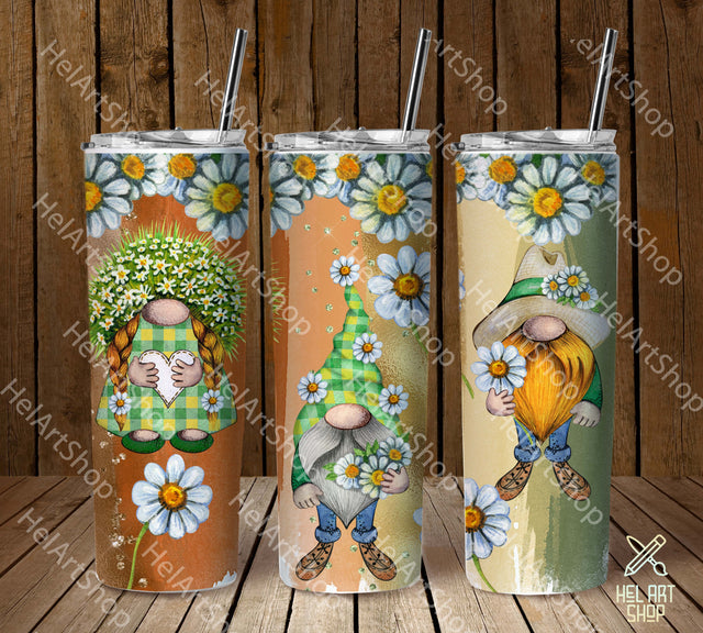 Daisy Gnomes Tumbler PNG, Chamomile SKINNY TUMBLER 20 Oz PNG Sublimation _HelArtShop_ 