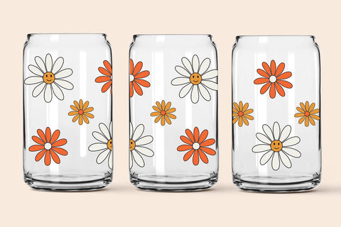 Daisy libbey can glass, chamomile libbey wrap SVG KMarinaDesign 