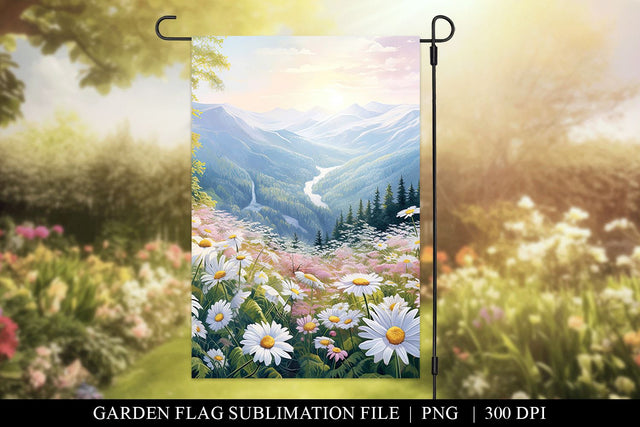 Daisy Meadow Sublimation Garden Flag PNG Sublimation BijouBay 
