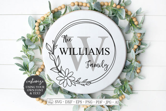 Daisy Monogram Sign - Farmhouse Round Design SVG Diva Watts Designs 