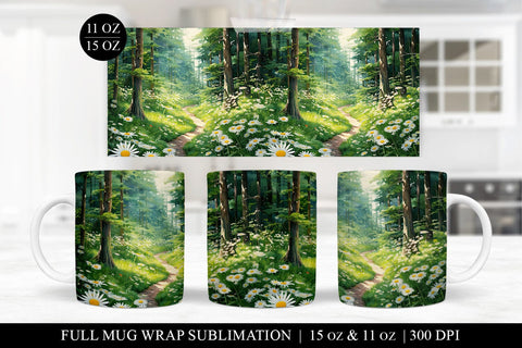Daisy Mug Sublimation Bundle - 6 Floral Mug Wrap PNG Files Sublimation BijouBay 