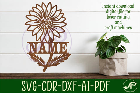 Daisy Name sign SVG laser cut template digital SVG APInspireddesigns 