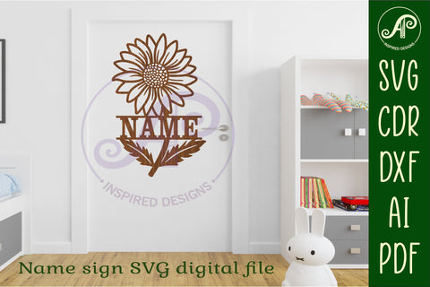 Daisy Name sign SVG laser cut template digital SVG APInspireddesigns 