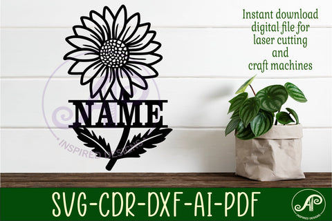 Daisy Name sign SVG laser cut template digital SVG APInspireddesigns 