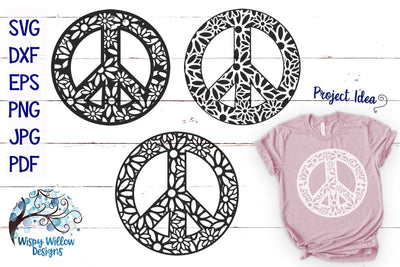 Daisy Peace Sign SVGs SVG Wispy Willow Designs 