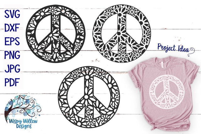 Daisy Peace Sign SVGs SVG Wispy Willow Designs 