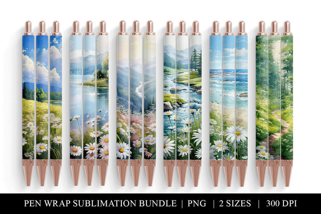 Daisy Pen Wraps Sublimation Bundle, Floral Pen Wrap Sublimation BijouBay 
