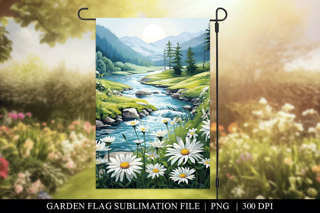 Daisy River Garden Flag Sublimation PNG Sublimation BijouBay 