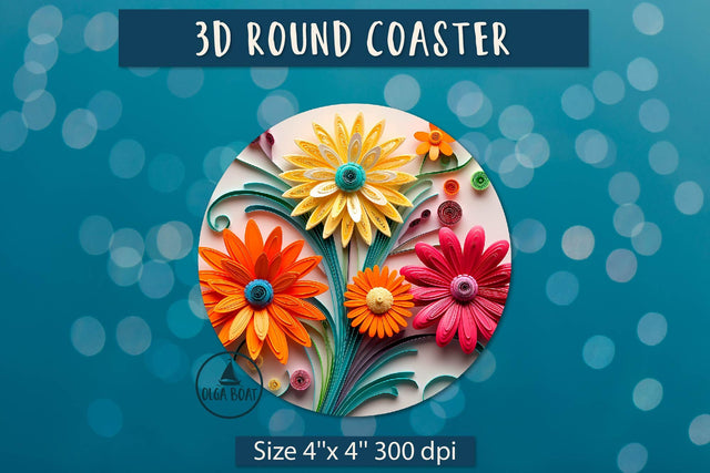 Daisy Round coaster sublimation | Daisy png Sublimation Olga Boat Design 