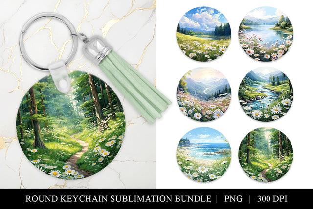 Daisy Round Keychain Sublimation Bundle Sublimation BijouBay 