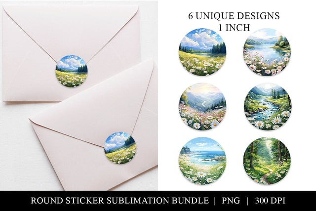 Daisy Round Sticker Sublimation Bundle Sublimation BijouBay 