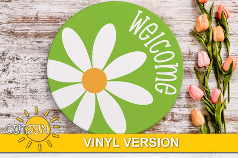 Daisy Round Welcome Sign SVG File - Laser Cut file SVG CutsunSVG 