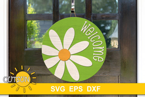 Daisy Round Welcome Sign SVG File - Laser Cut file SVG CutsunSVG 