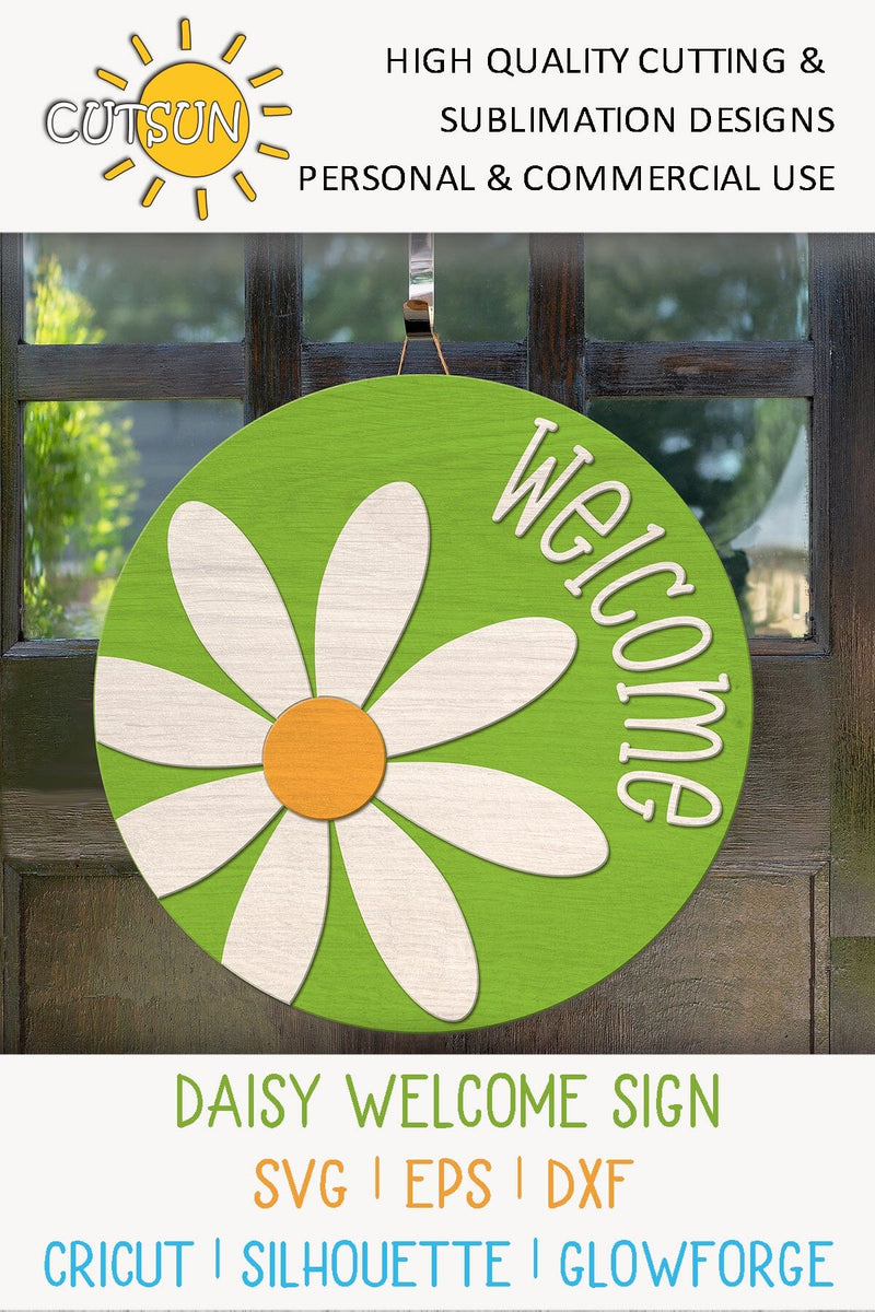 Digisize Welcomesign Daisy Round Welcome Sign SVG File - Laser Cut file - So Fontsy