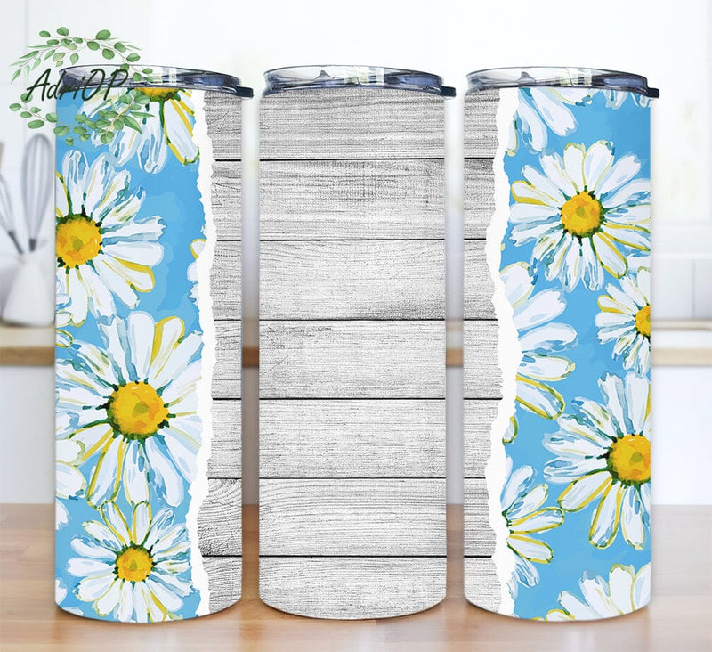 Daisy Seamless Add Your Own Text 20oz Skinny Tumbler Png, Floral Tumbler, Daisies Tumbler, Boho Daisies Tumbler, Seamless Sublimation Design, Boho Floral Sublimation AdriOP 