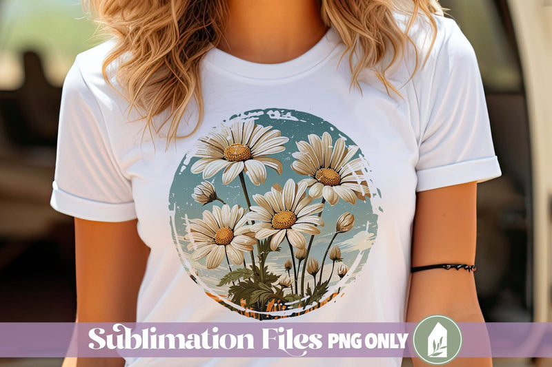 Daisy Shirt Sublimation File, Summer Daisies PNG Sublimation LilleJuniper 