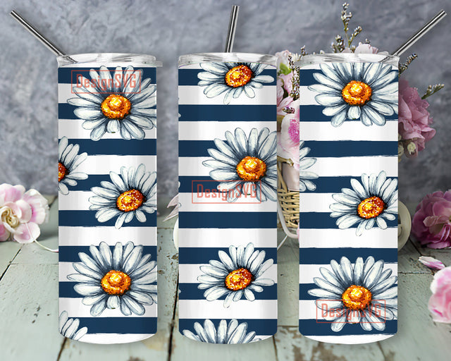 Daisy Skinny Tumbler Design 20 Oz Sublimation Wrap Design Straight & Tapered PNG Sublimation DesignSVG 