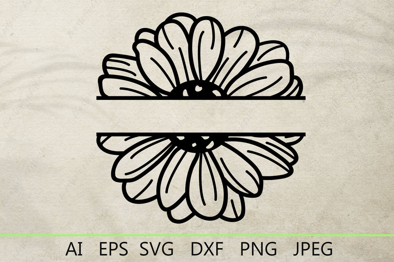 Daisy split monogram svg, Flowers frame svg, Floral border SVG AnastasiyaArtDesign 