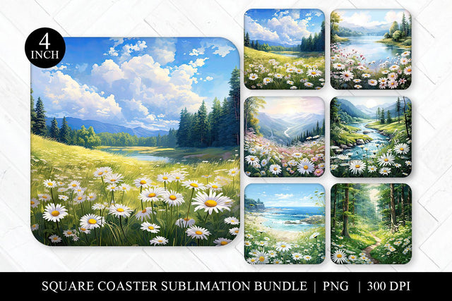 Daisy Square Coaster Sublimation Bundle Sublimation BijouBay 