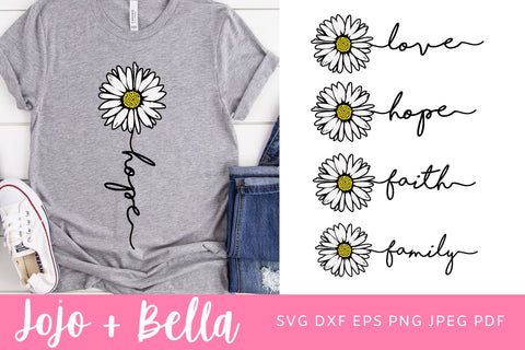 Daisy Svg Bundle, Daisy Quote Svg, Love Svg, Hope Svg, Family Svg, Faith Svg, Quote Cut file SVG Jojo&Bella 