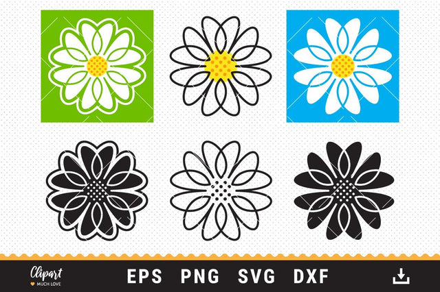 Daisy SVG, Chamomile Flowers SVG, DXF, PNG, Floral Cur file SVG ClipartMuchLove 