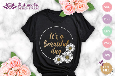 Daisy svg, circle frame, floral wreath, wildflower border SVG KatineArt 