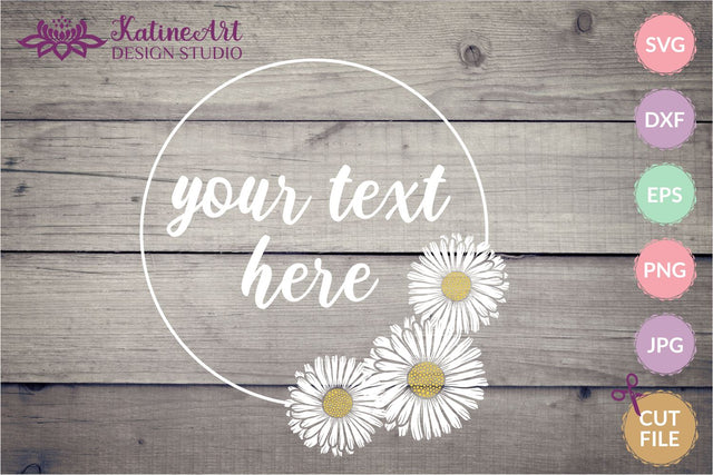 Daisy svg, circle frame, floral wreath, wildflower border SVG KatineArt 