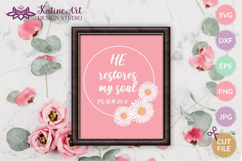 Daisy svg, circle frame, floral wreath, wildflower border SVG KatineArt 