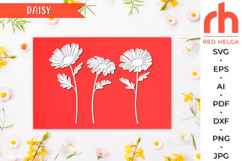 Daisy SVG, Daisy Cut File, April Birth Plant DXF, Layered Flower, Aries Flower Silhouette SVG RedHelgaArt 