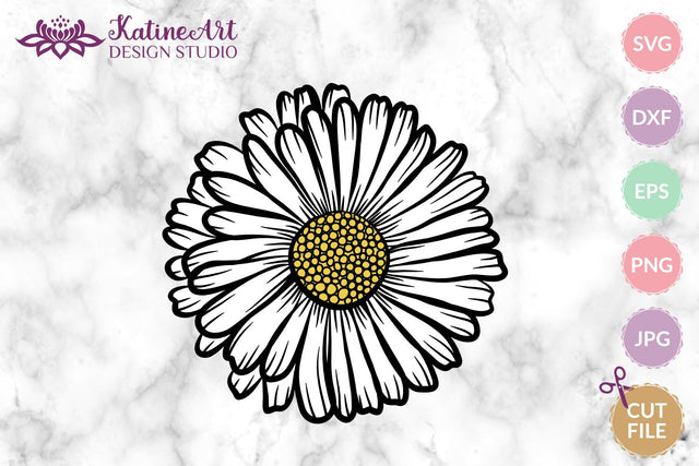 Daisy svg flower clipart floral botanical cut file SVG KatineArt 