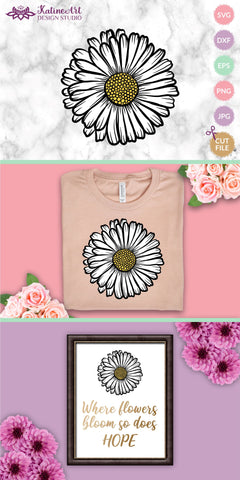 Daisy svg flower clipart floral botanical cut file SVG KatineArt 