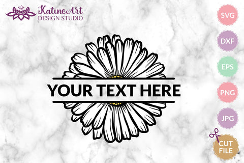 Daisy svg split monogram flower frame clipart floral botanical border cut file SVG KatineArt 