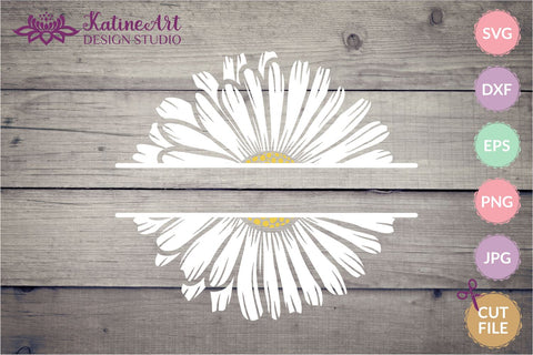 Daisy svg, split monogram svg, spring svg, flower svg. Jpg, png, eps, dxf, svg SVG KatineArt 