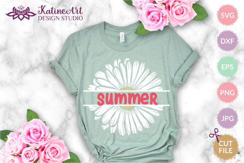 Daisy svg, split monogram svg, spring svg, flower svg. Jpg, png, eps, dxf, svg SVG KatineArt 