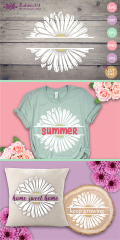 Daisy svg, split monogram svg, spring svg, flower svg. Jpg, png, eps, dxf, svg SVG KatineArt 