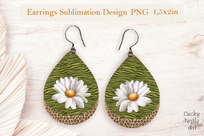 Daisy teardrop sublimation earrings design png Sublimation LuckyTurtleArt 