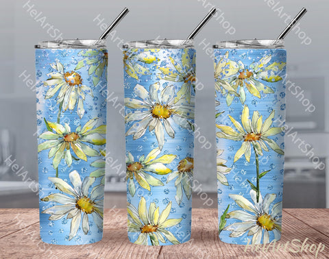 Daisy Tumbler PNG Sublimation, Chamomile SKINNY TUMBLER Png Sublimation _HelArtShop_ 