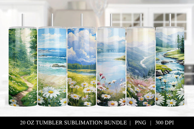 Daisy Tumbler Sublimation Bundle - 6 Designs Sublimation BijouBay 
