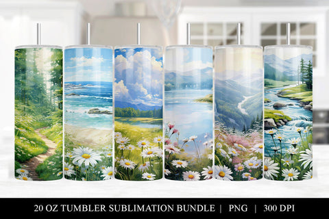 Daisy Tumbler Sublimation Bundle - 6 Designs Sublimation BijouBay 