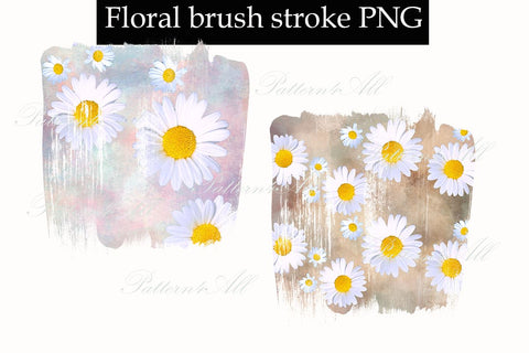 Daisy Watercolor Brush strokes,Daisy Flowers with Spring background,backsplash,sublimation, scrapbook background,design elements for t-shirts PNG Sublimation ArtStudio 