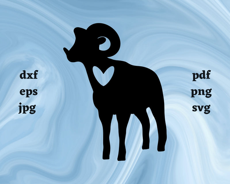 Dall Sheep Heart SVG Cut File SVG Northern Light SVG 