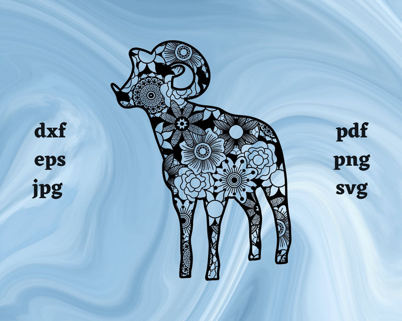 Dall Sheep Mandala SVG Cut File SVG Northern Light SVG 