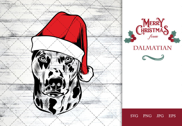 dalmatian dog svg portrait clipart vector graphic art Xmas hat Christmas dog Cricut cut file cuttable design SVG Loveleen Kaur 