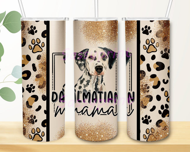 Dalmatian Mama Design Png, Dog Mama 20oz Skinny Tumbler, Paw Leopard Print Glitter Tumbler Wrap, Dalmatian Tumbler Png, Mother's Day Gift, Digital Download Sublimation sassyprint 