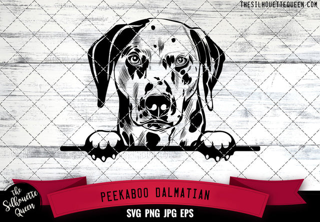 Dalmatian Peek A Boo | Peekaboo | Peeking Dog Face SVG for Glowforge, Cricut, Laser, Silhouette, Scan n cut files SVG Loveleen Kaur 