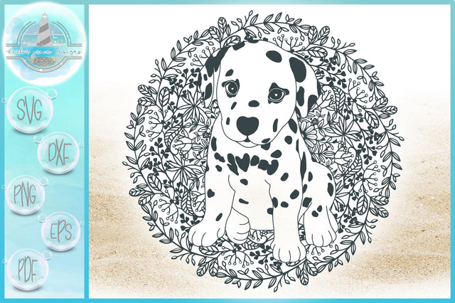 Dalmation Puppy with Mandala Zentangle SVG SVG Harbor Grace Designs 