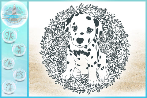 Dalmation Puppy with Mandala Zentangle SVG SVG Harbor Grace Designs 